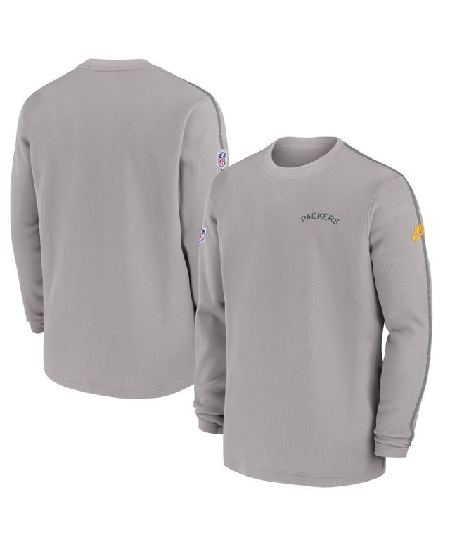 Nike Mens Gray Green Bay Packers Alternate Logo Coach Long Sleeve T-Shirt Product Image