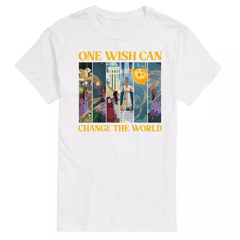 Disneys Wish Big & Tall One Wish Change The World Graphic Tee, Mens Blue Product Image