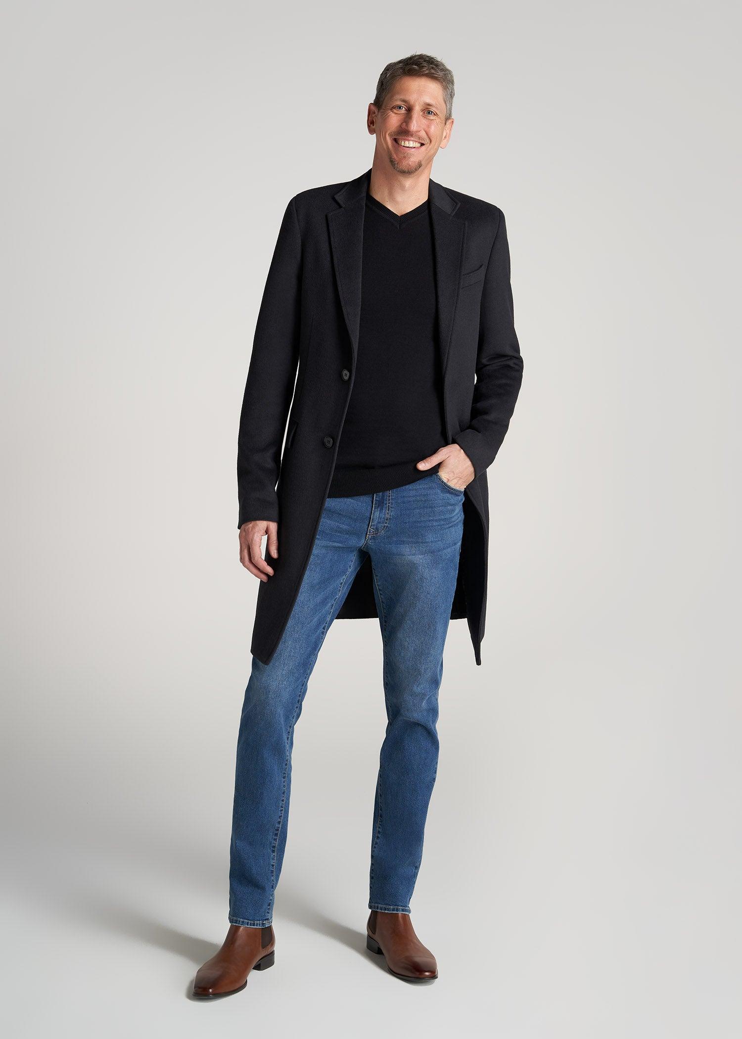 Wool Coat for Tall Men in Charcoal Mix Male Product Image