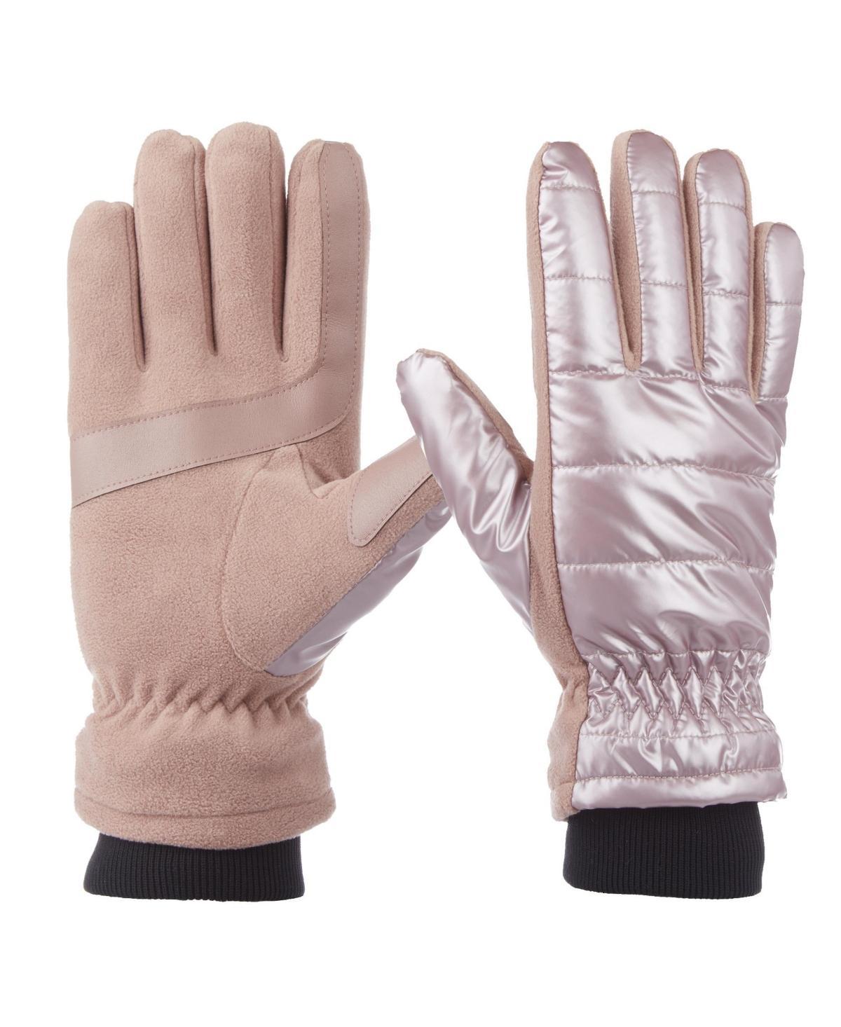 Isotoner Womens Sleek Heat Pongee and Fleece Water Repellent and Touchscreen Gloves Product Image