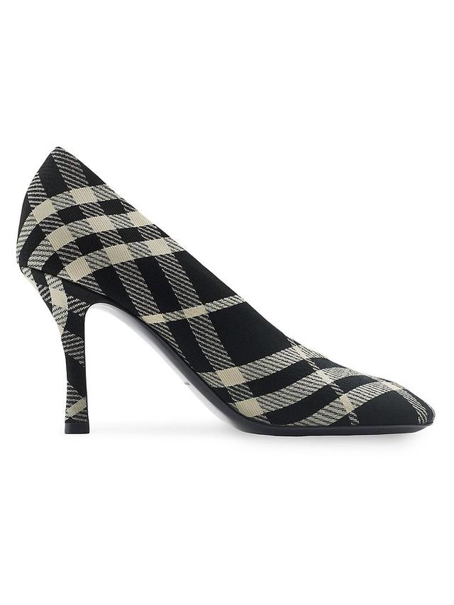 Womens 85MM Check Cotton-Blend Stiletto Pumps Product Image