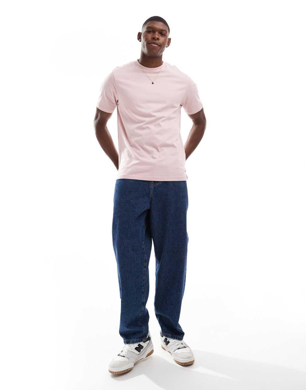 ASOS DESIGN 2 pack crew neck t-shirts in navy and pink Product Image