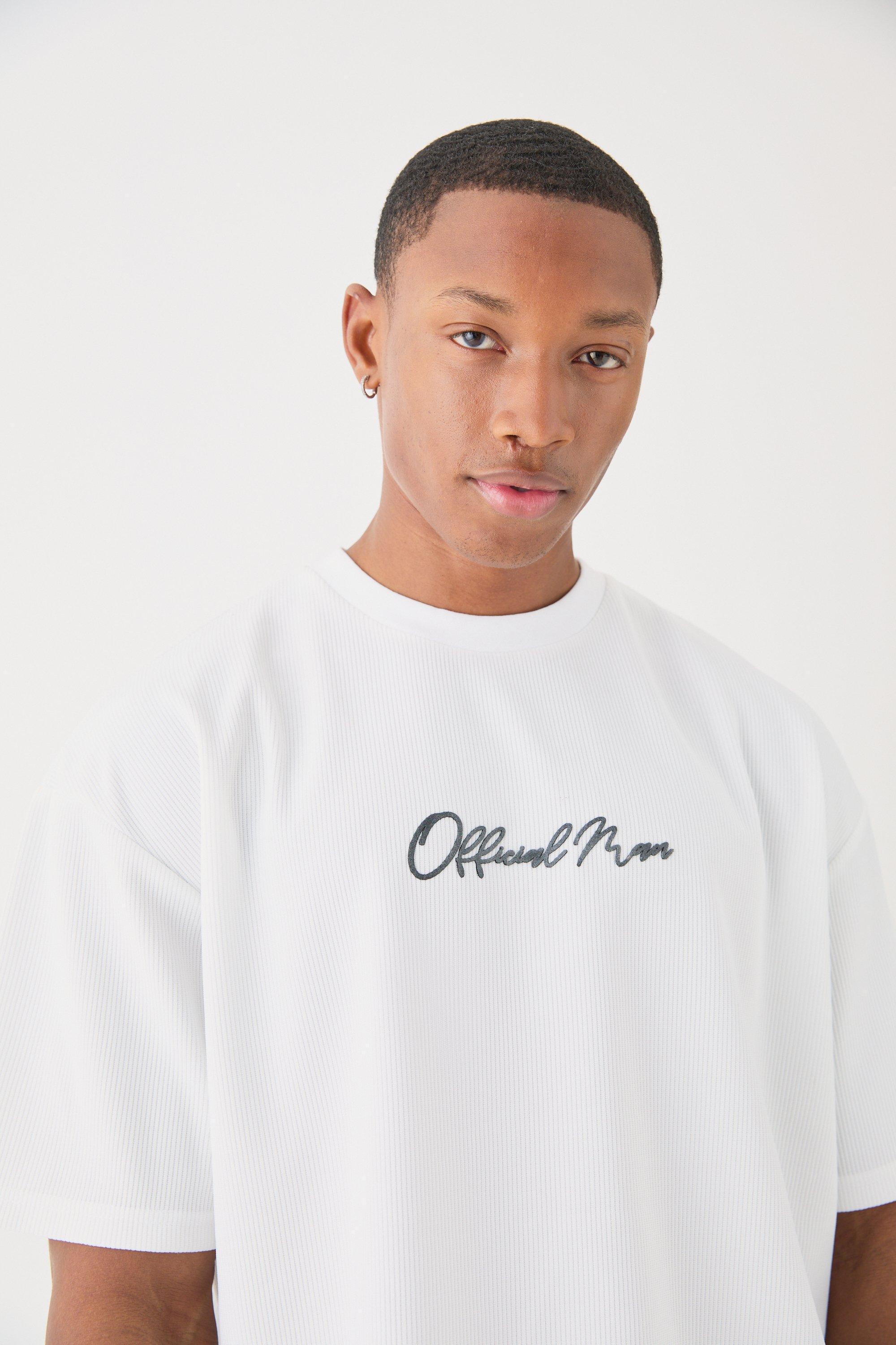 Oversized High Build Ottoman Rib T-shirt | boohooMAN USA Product Image