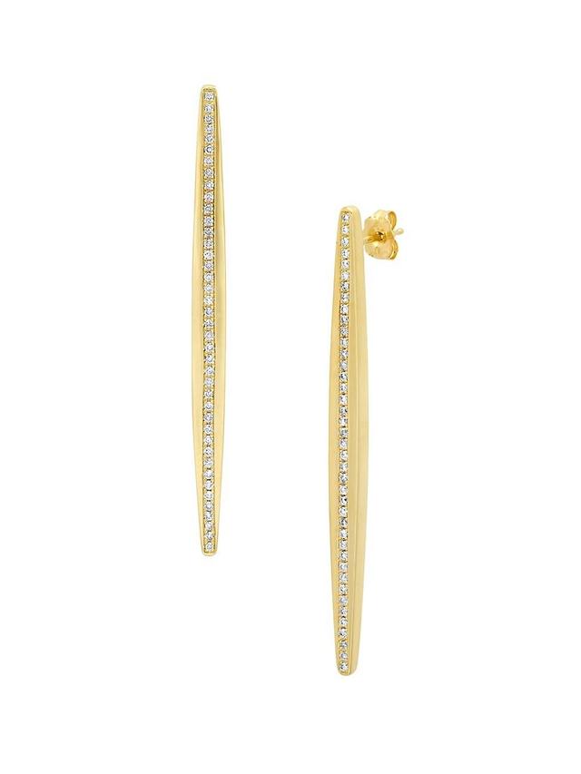 Womens 14K Yellow Gold & 0.44 TCW Diamond Stick Earrings Product Image