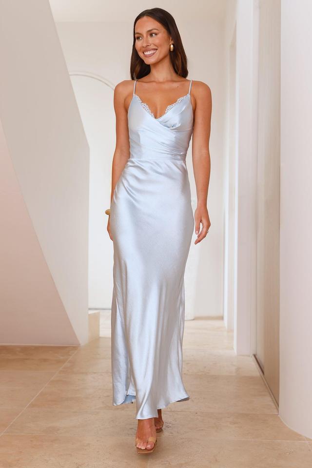 Society Soiree Satin Maxi Dress Blue Product Image