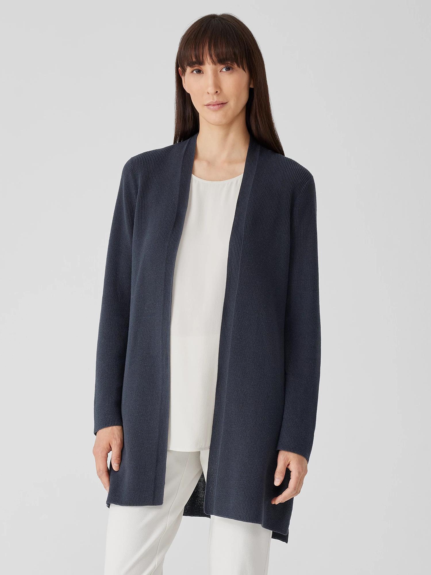 EILEEN FISHER Peruvian Organic Cotton Crepe Cardiganfemale Product Image