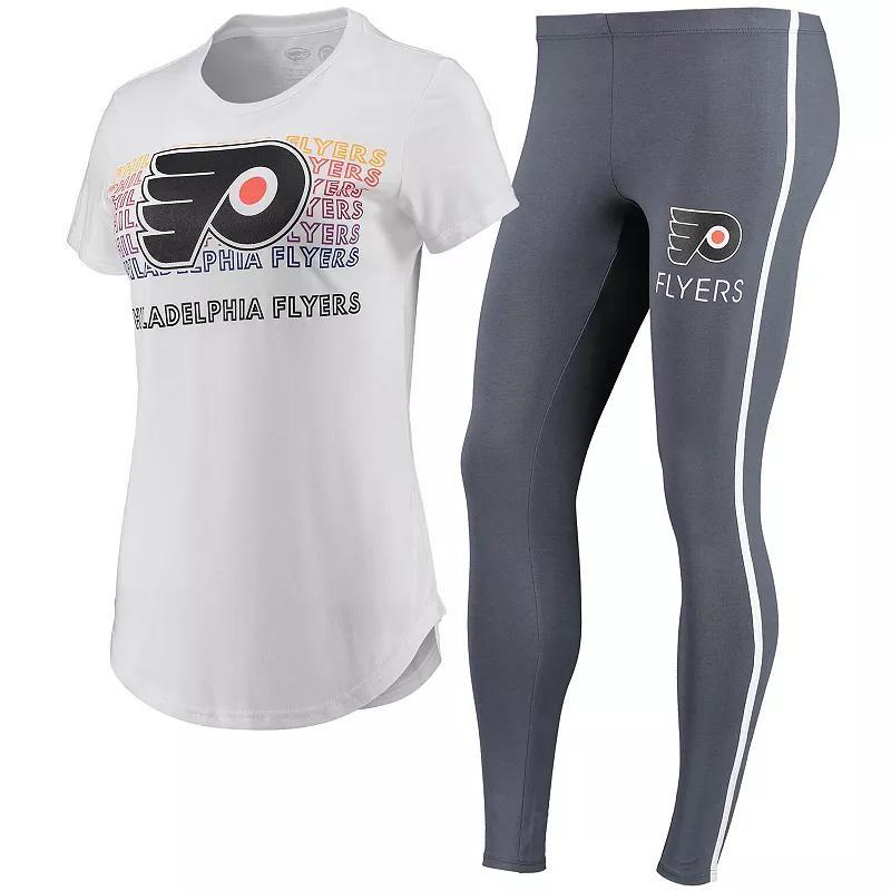 Womens Concepts Sport White/Charcoal Philadelphia Flyers Sonata T-Shirt & Leggings Set Product Image