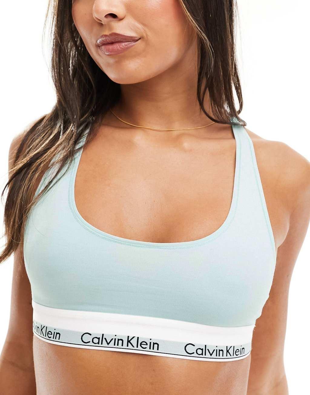 Calvin Klein modern cotton unlined bralet in light blue Product Image