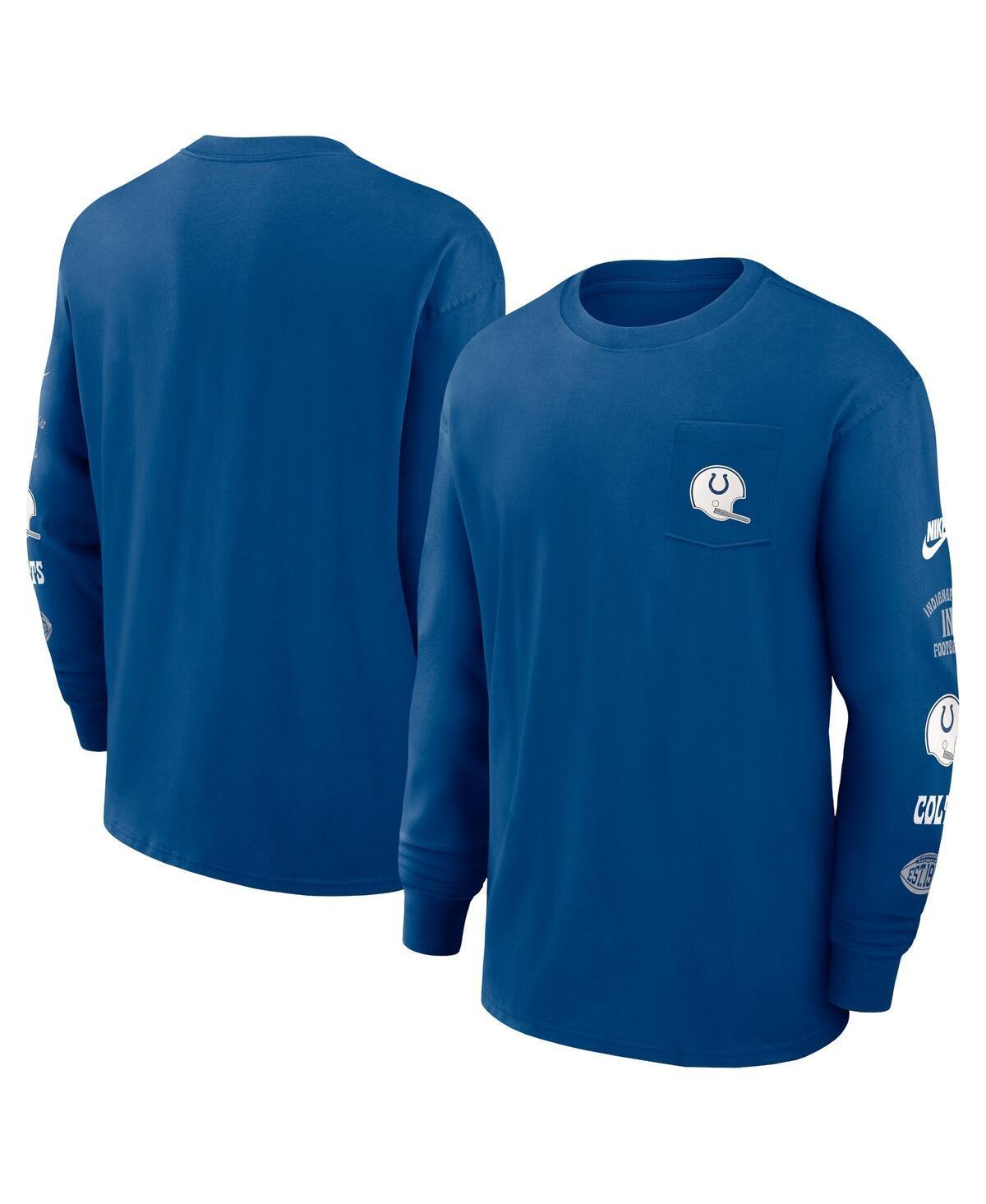 Nike Mens Blue Indianapolis Colts Rewind Heavy Max 90 Pocket Long Sleeve T-Shirt Product Image