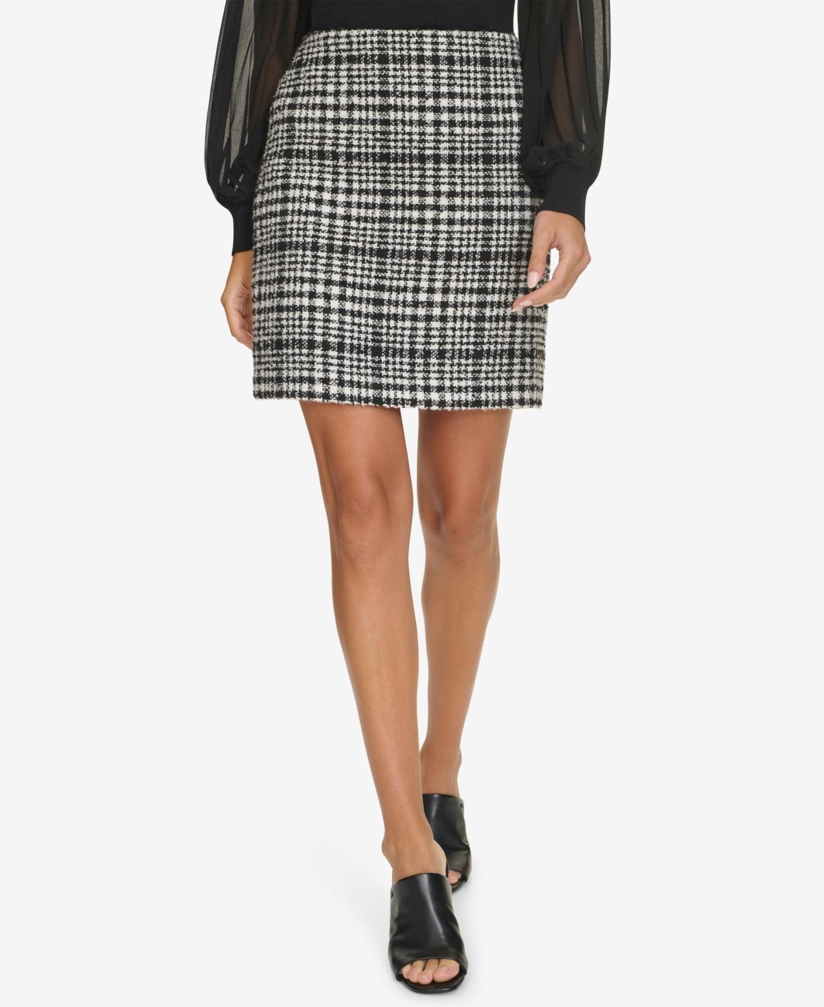 Calvin Klein Womens Plaid Tweed Skirt - Black product image