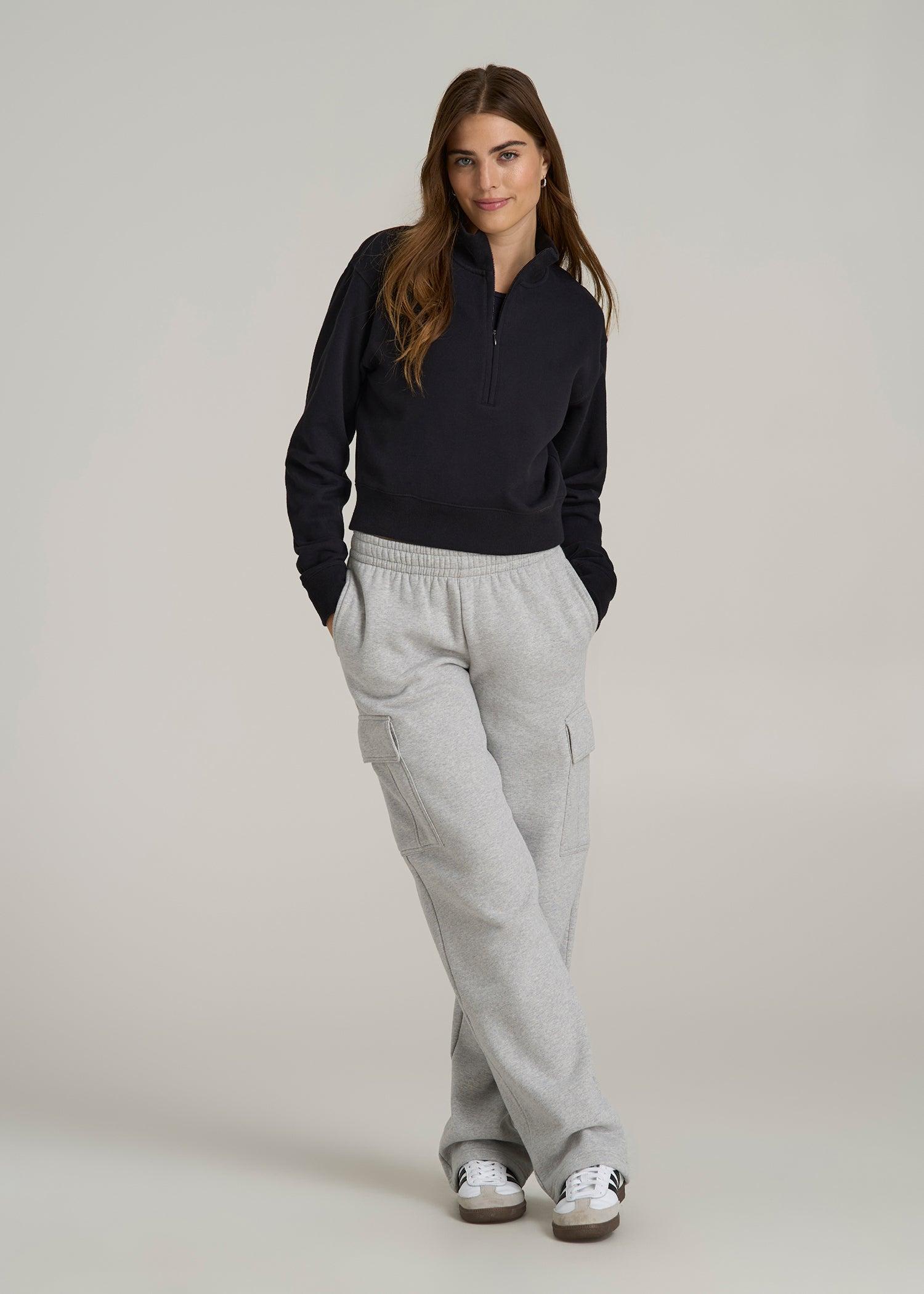 Wearever 2.0 Half-Zip Cropped Sweatshirt for Tall Women in Black Product Image