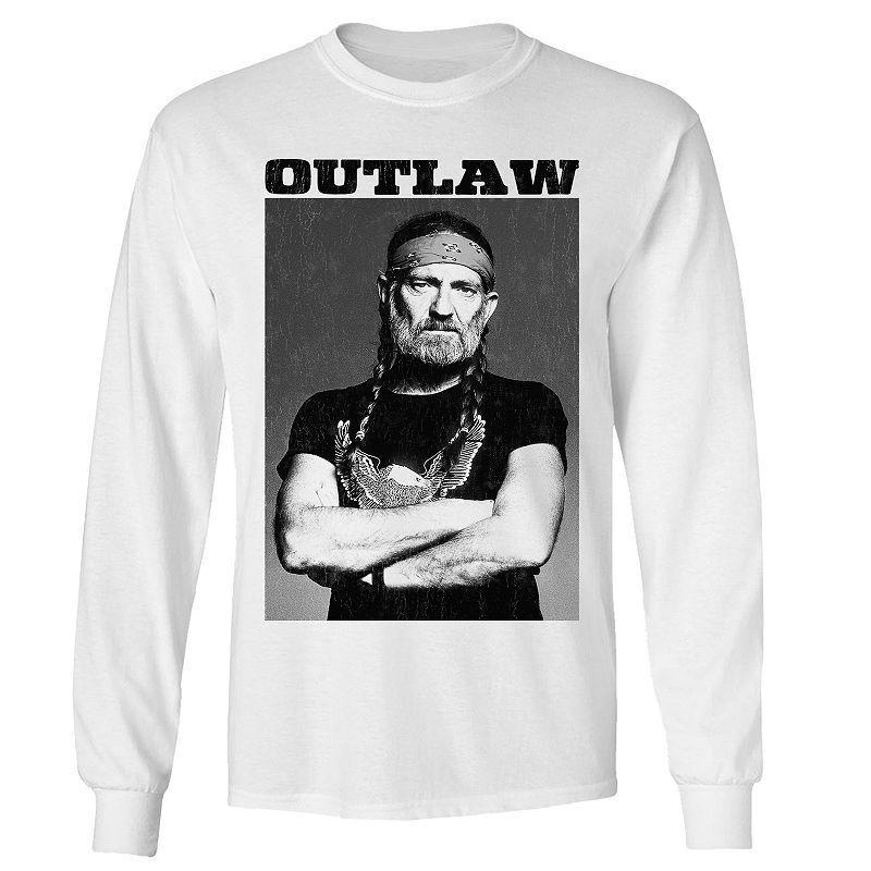 Mens Willie Nelson Outlaw Tee Long Sleeve Tee White Product Image