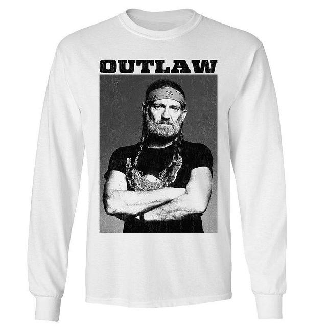 Mens Willie Nelson Outlaw Tee Long Sleeve Tee White Product Image