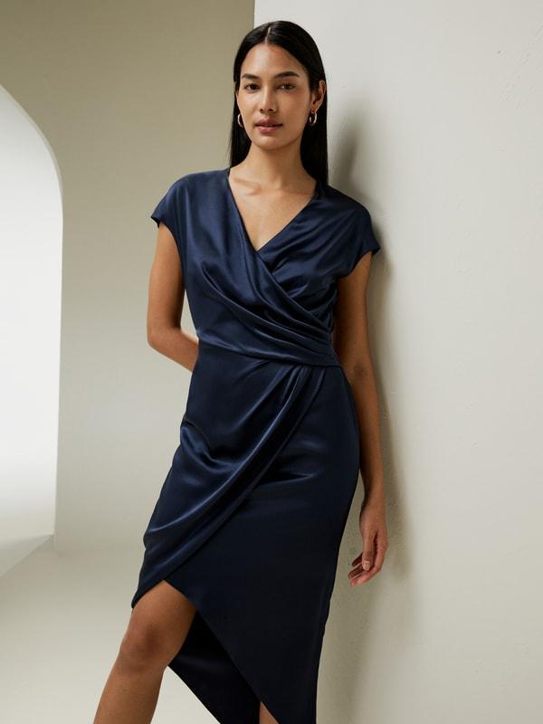 Draped Silk Midi-Dress Product Image