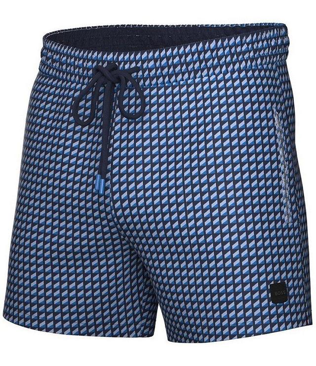 Hugo Boss Vibe Mini-Pattern Print 5#double; Inseam Swim Trunks Product Image