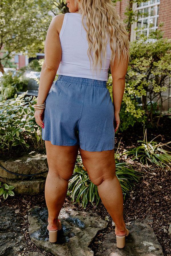 The Aleena High Waist Shorts In Airy Blue Curves Product Image