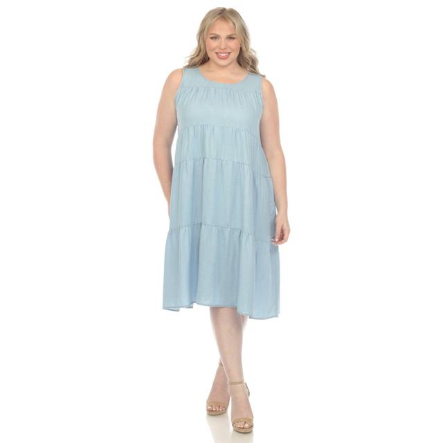 Sleeveless Tiered Chambray Midi Dress - Plus Product Image