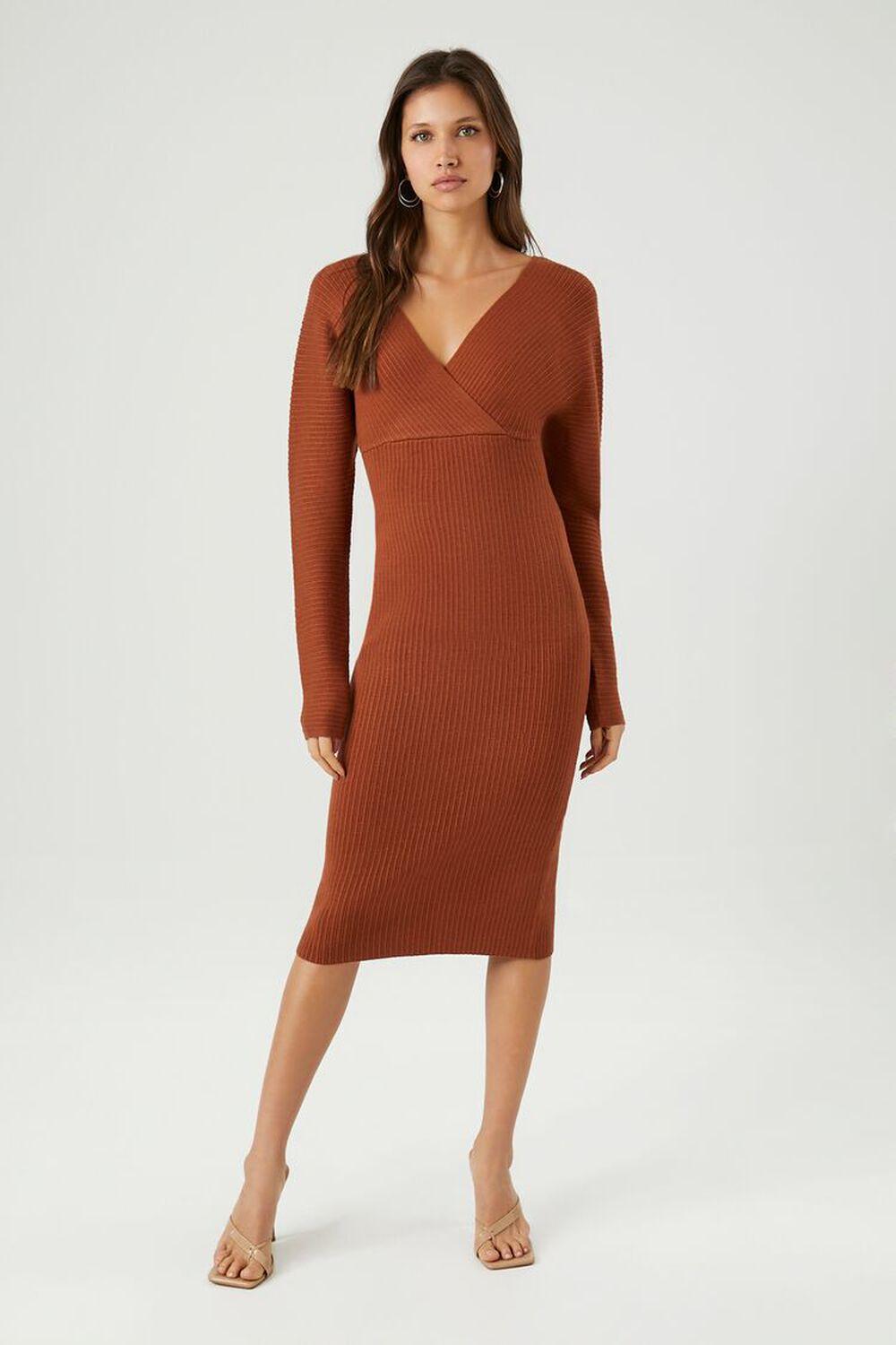 Surplice Midi Sweater Dress | Forever 21 product image