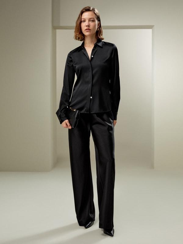 Elegant Silhouette Silk Shirt Product Image