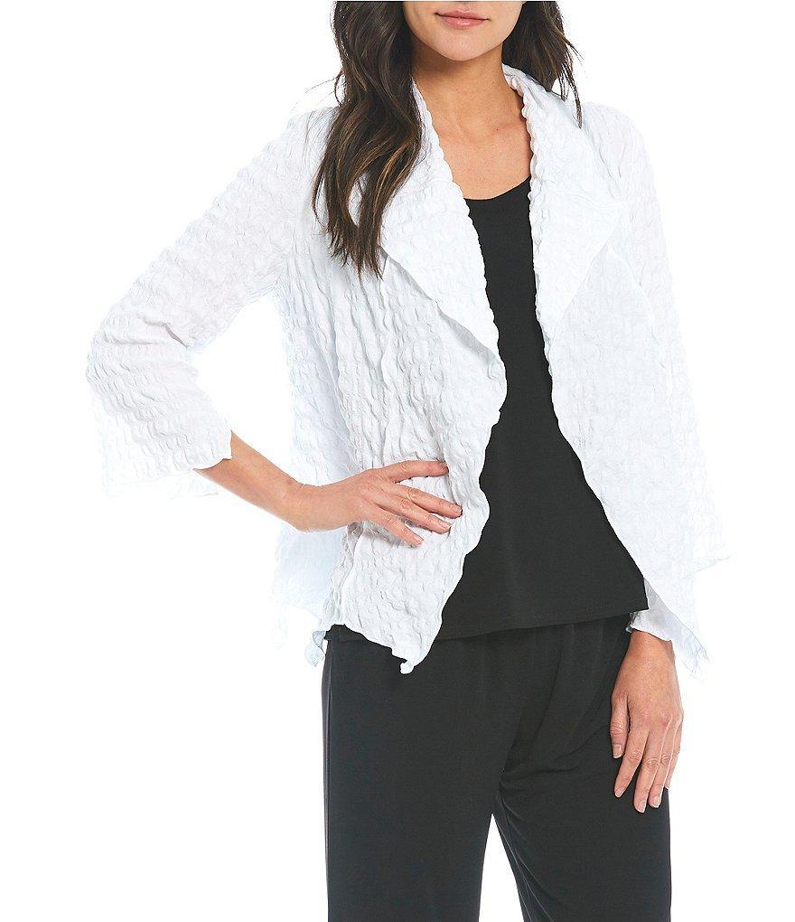 IC Collection Shawl Collar Open Front Asymmetric Hem 3/4 Sleeve Statement Jacket Product Image