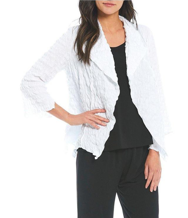 IC Collection Shawl Collar Open Front Asymmetric Hem 3/4 Sleeve Statement Jacket Product Image