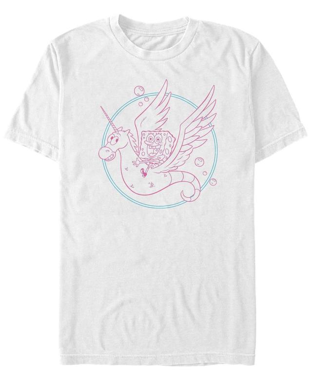 Mens Spongebob Sea Unicorn Pink Hue Outline Tee Product Image