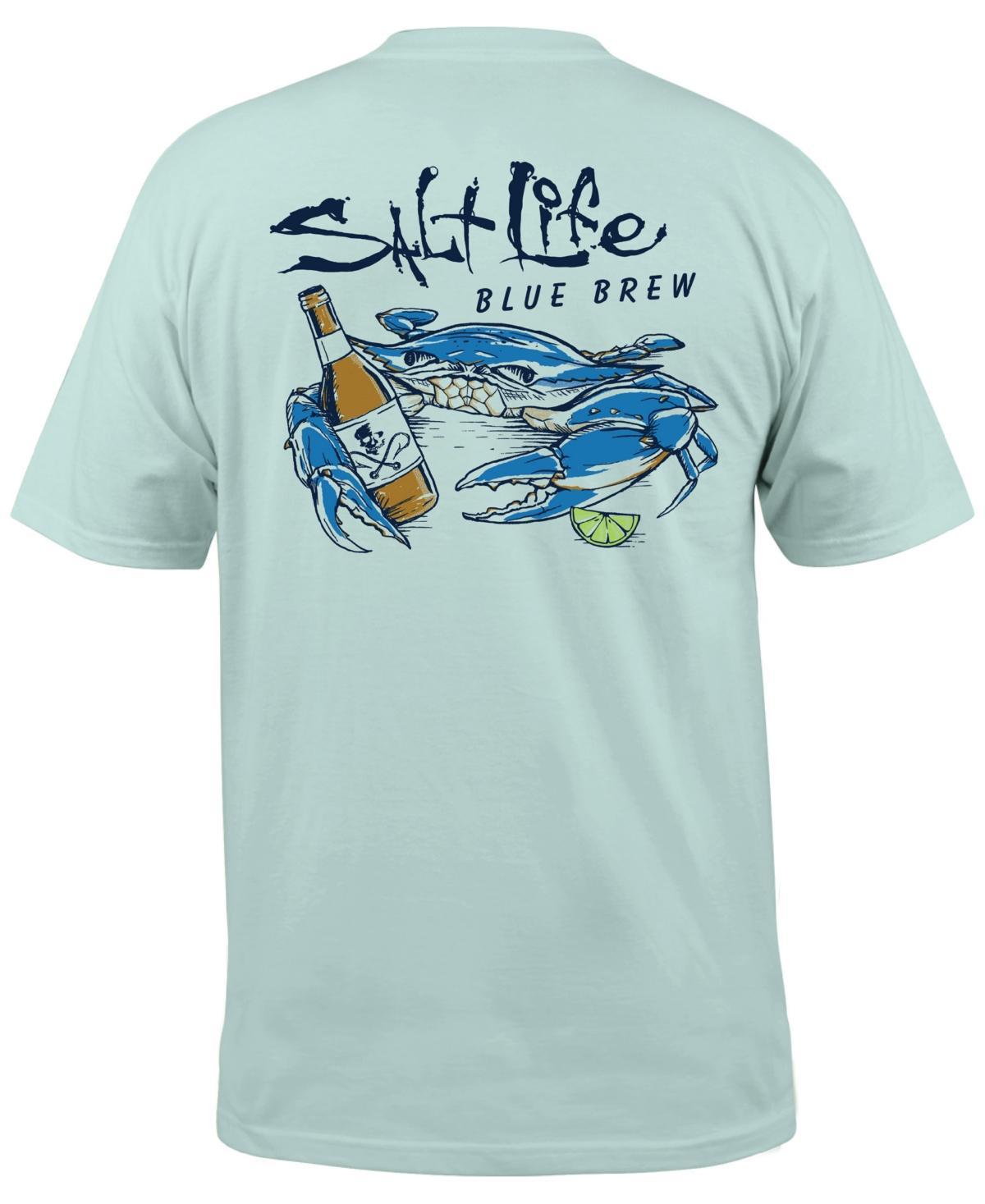 Salt Life Mens Blue Brew Crab Logo Graphic Pocket T-Shirt Product Image