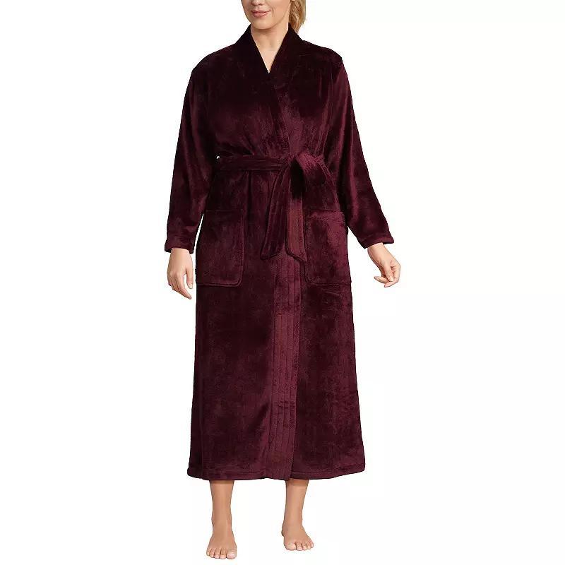 Plus Size Lands End Womens Cozy Plush Long Wrap Robe Product Image