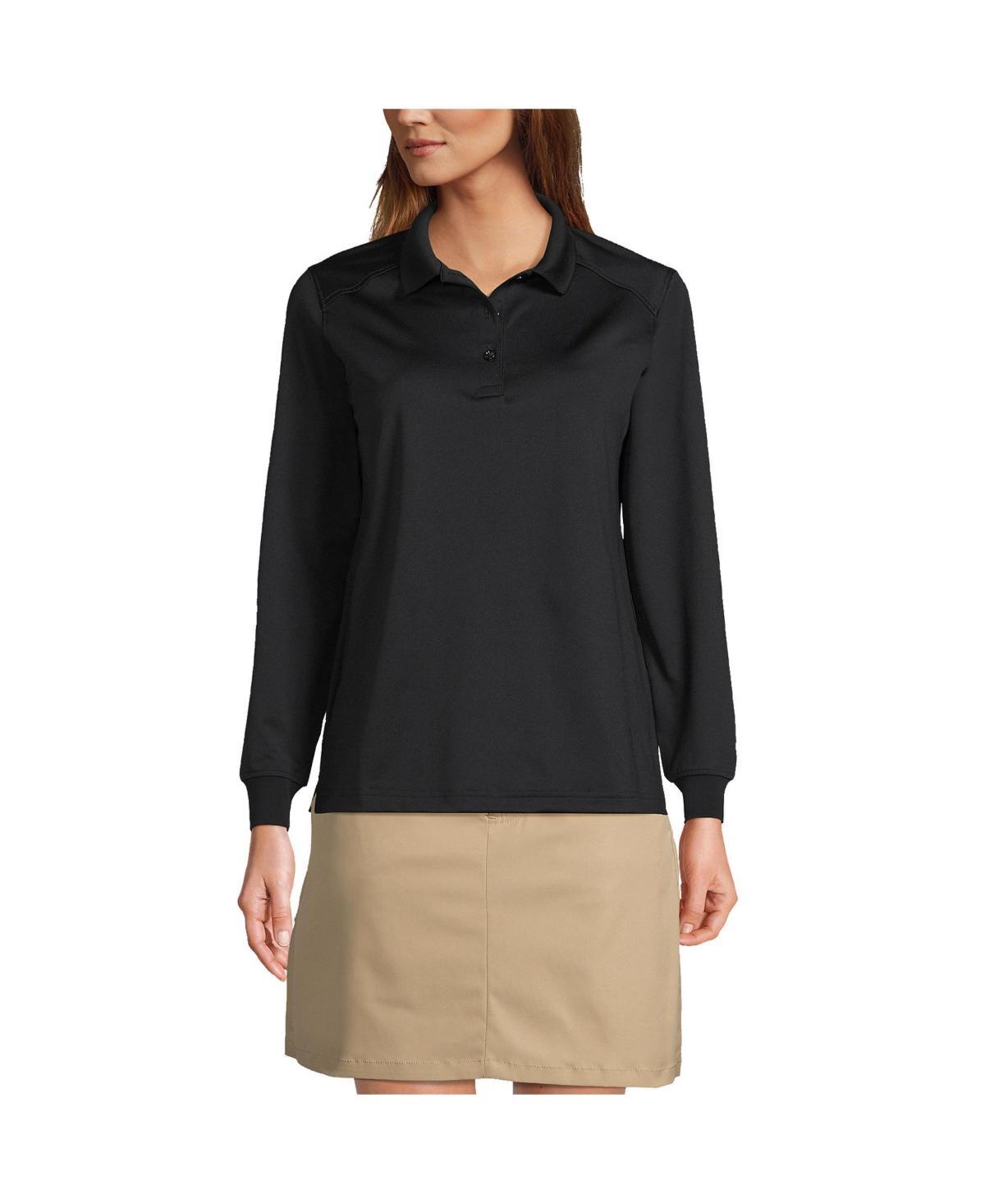 Lands End Womens School Uniform Long Sleeve Rapid Dry Polo Shirt Product Image