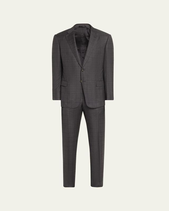 Mens Brushed Wool Plaid Suit Product Image