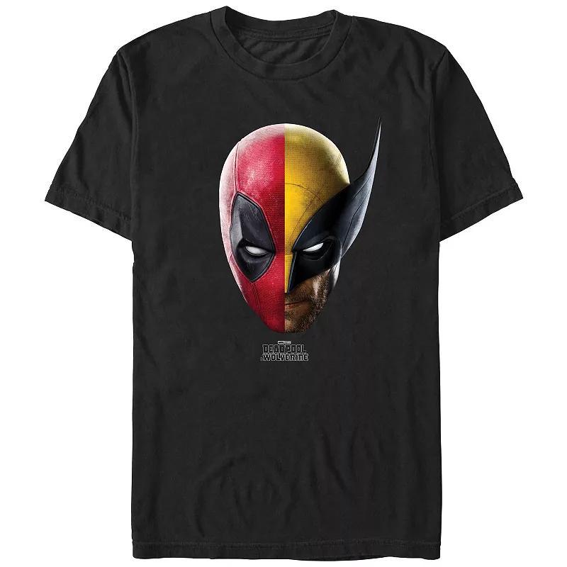 Mens Marvel Deadpool And Wolverine Half Masks Graphic Tee product image