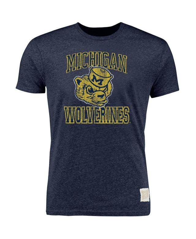 Mens Original Retro Brand Heather Navy Michigan Wolverines Vintage-Like Wolverbear Tri-Blend T-shirt Product Image