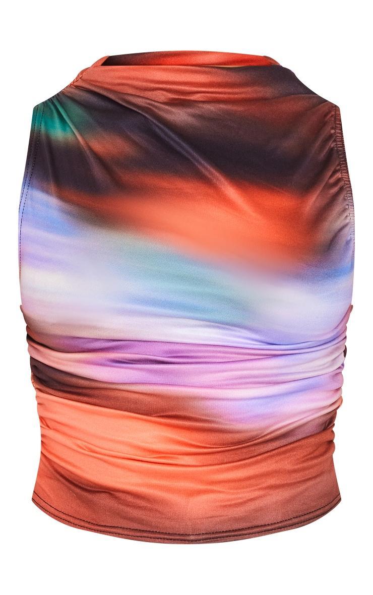 Pink Soft Touch Jersey Ombre Print Ruched Side Long Top Product Image