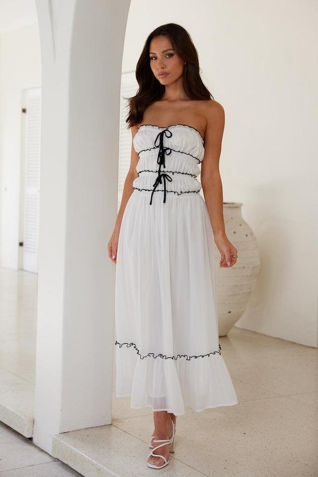 Garden Goddess Strapless Maxi Dress White Product Image