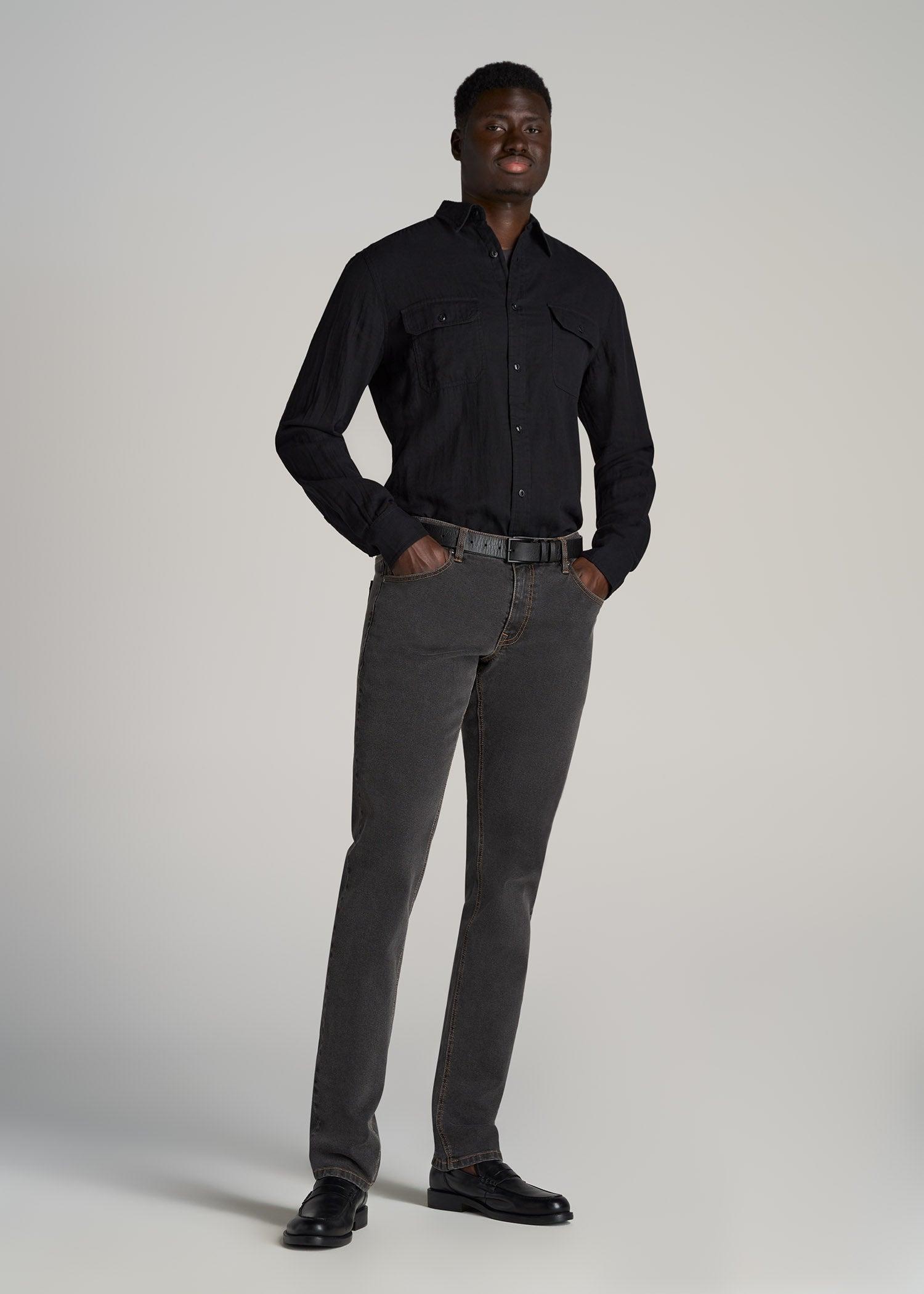 LJ&S Double Weave Shirt for Tall Men in Vintage Black Male Product Image