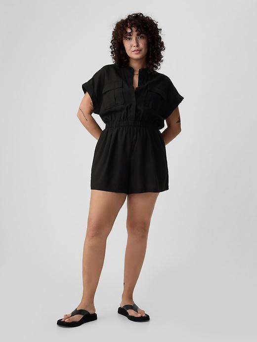 Linen-Blend Utility Romper Product Image