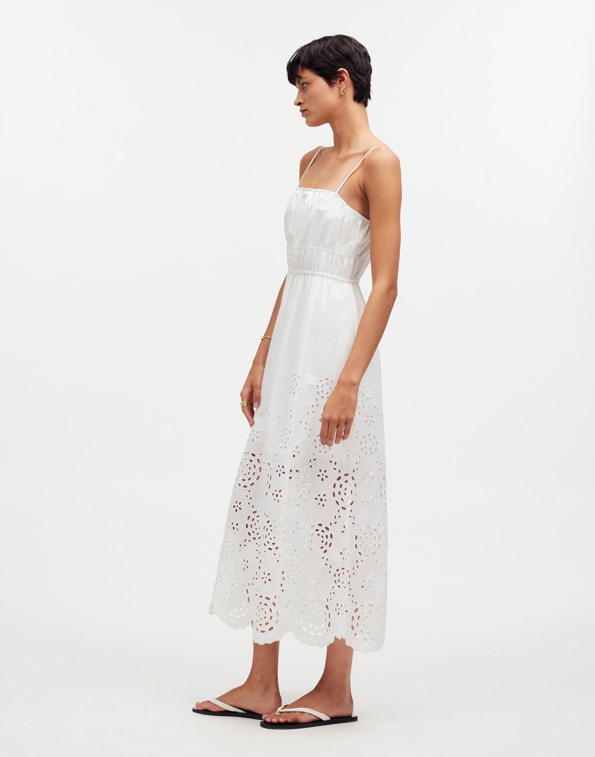 Embroidered Tank Midi Dress in Poplin Product Image