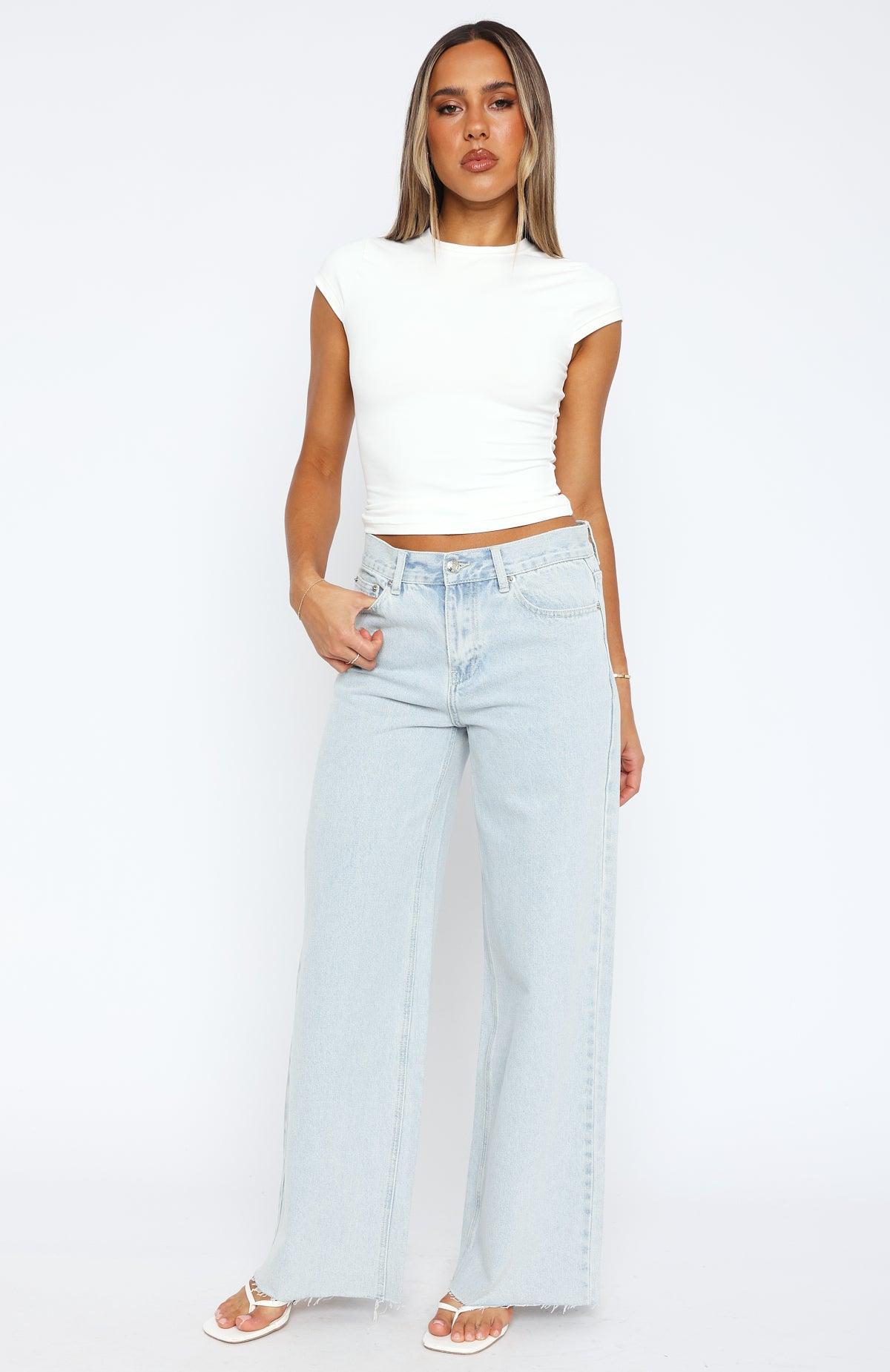 Call You Mine Mid Rise Wide Leg Jeans Light Blue Product Image