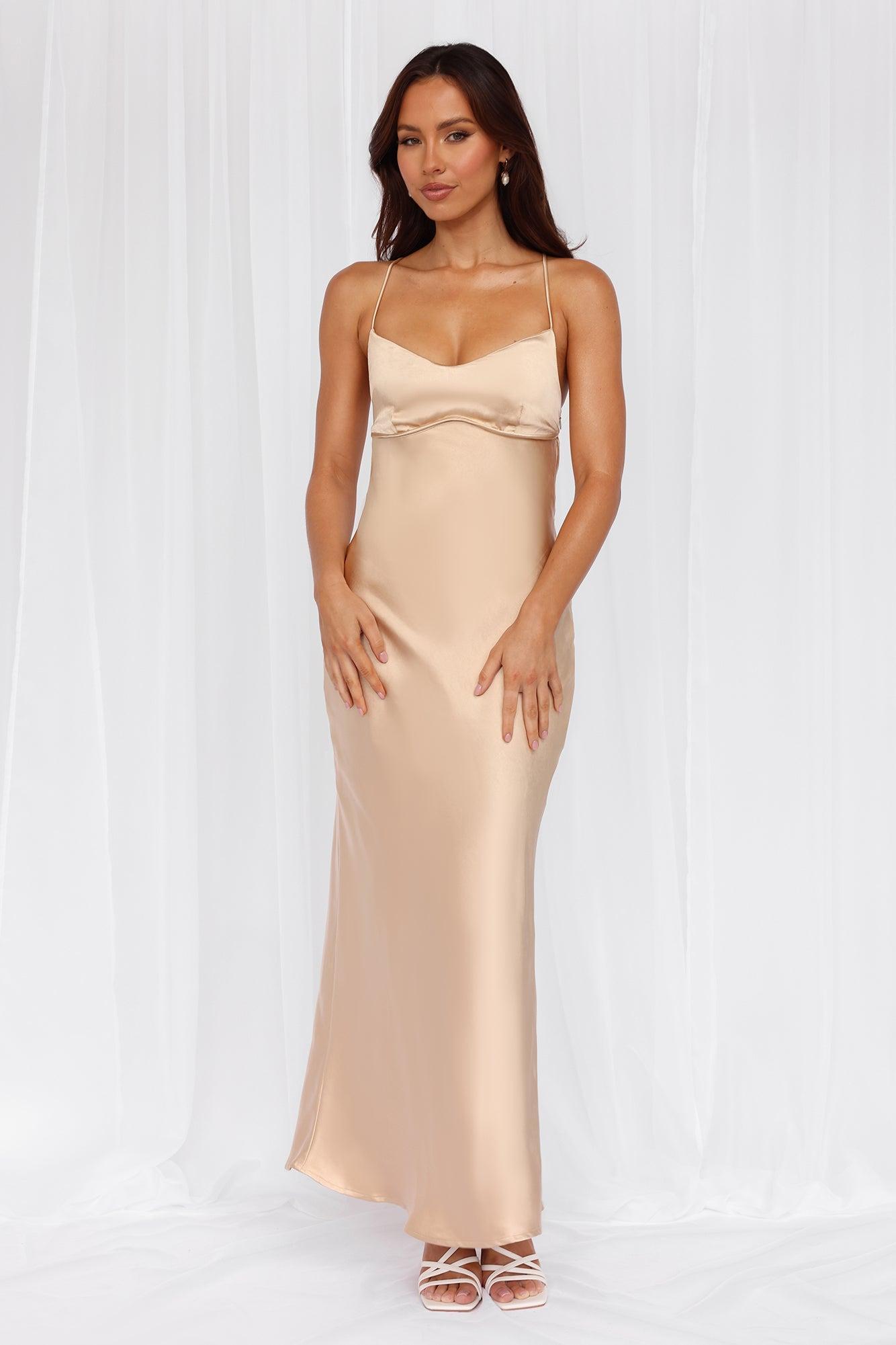 HELLO MOLLY The Samara Satin Maxi Dress Champagne Product Image