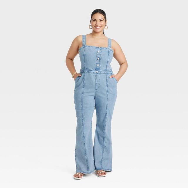 Womens Denim Jumpsuit - Ava & Viv Light Wash Product Image