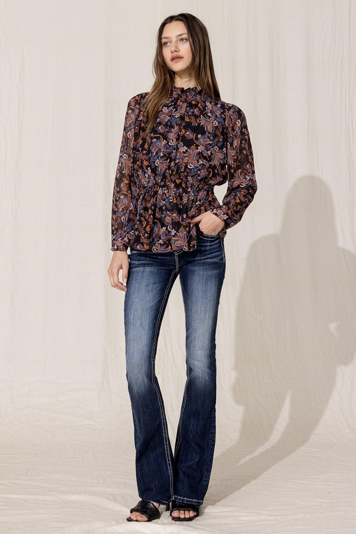 Paisley Chiffon Smock Blouse Product Image