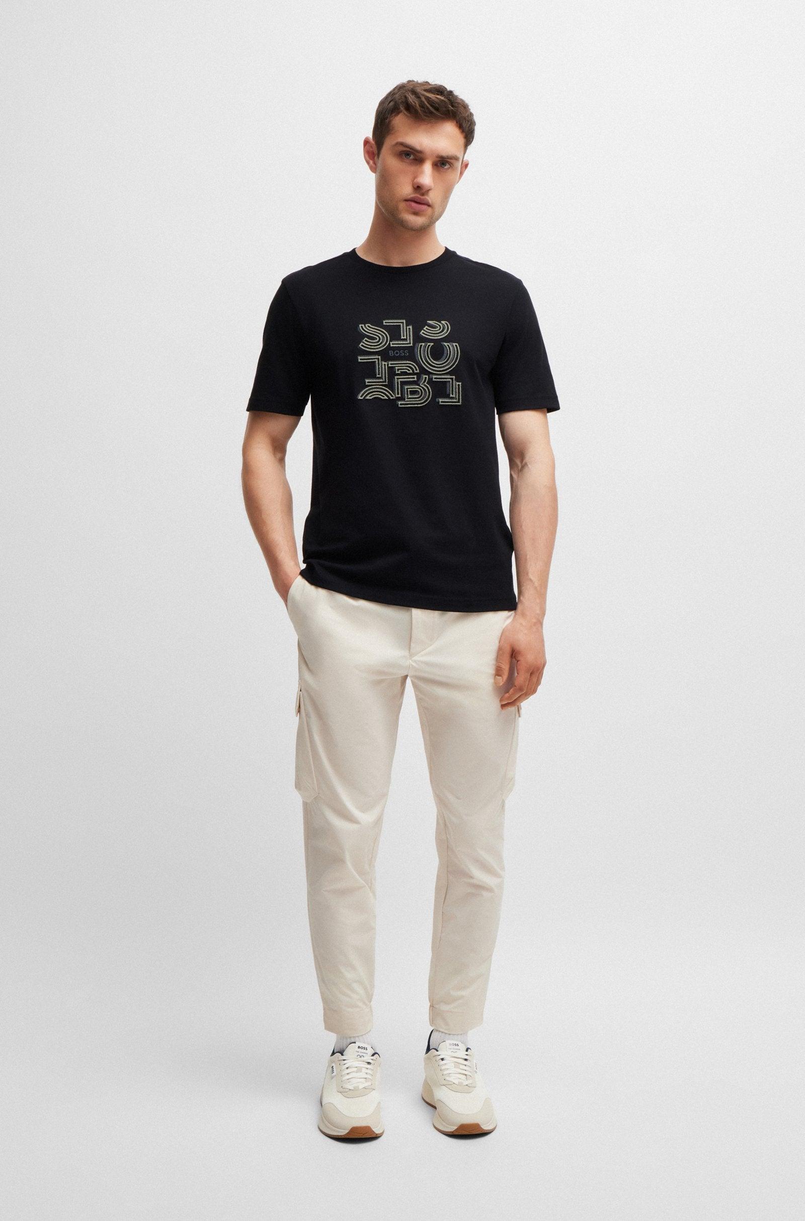 Boss Cotton Jersey T-shirt with Typographic Artwork Product Image