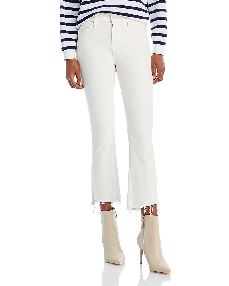 Mother The Insider High Rise Crop Step Fray Bootcut Jeans in Cream Puff product image