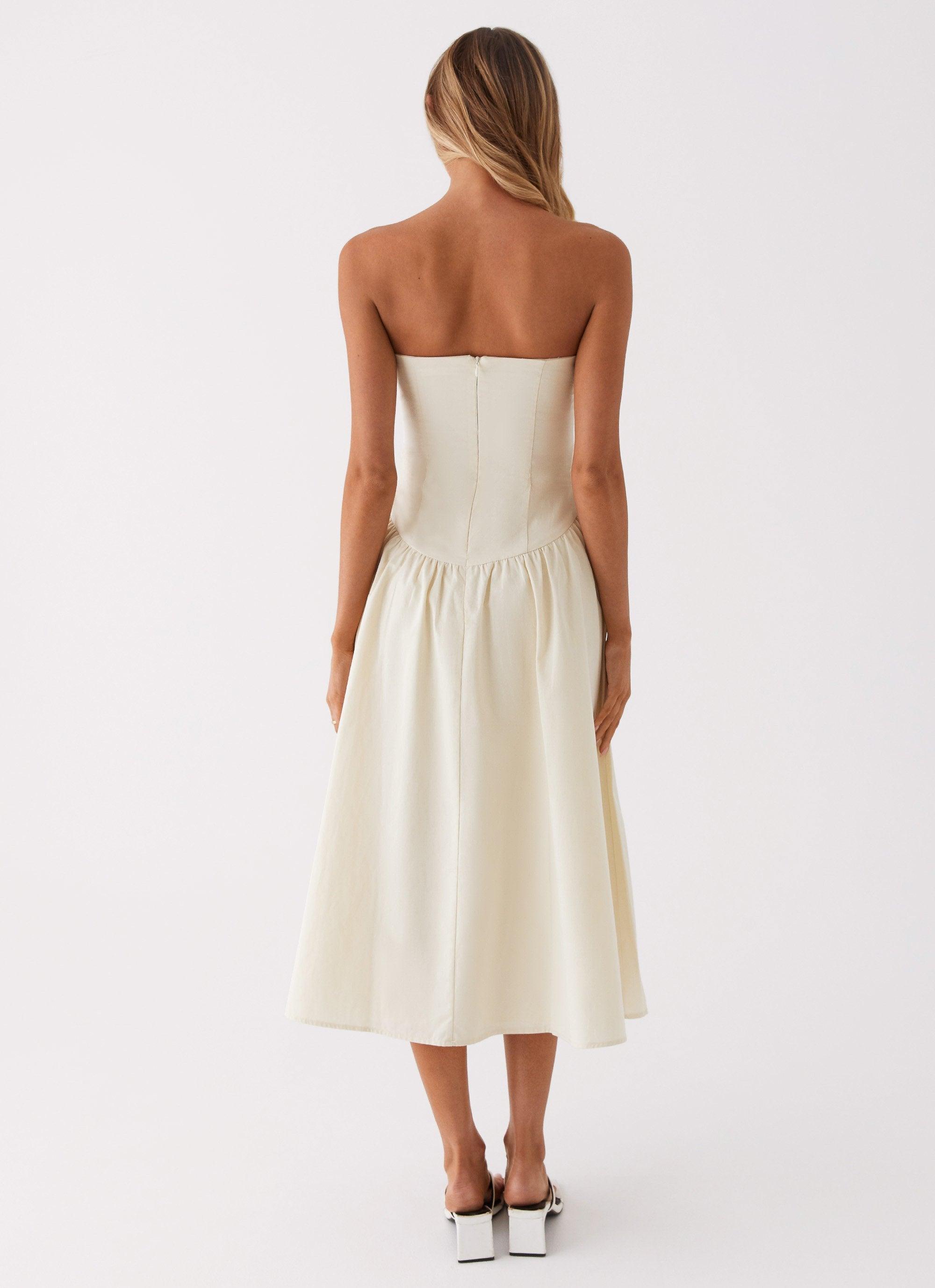 Rosebud Bustier Midi Dress - Ivory Product Image