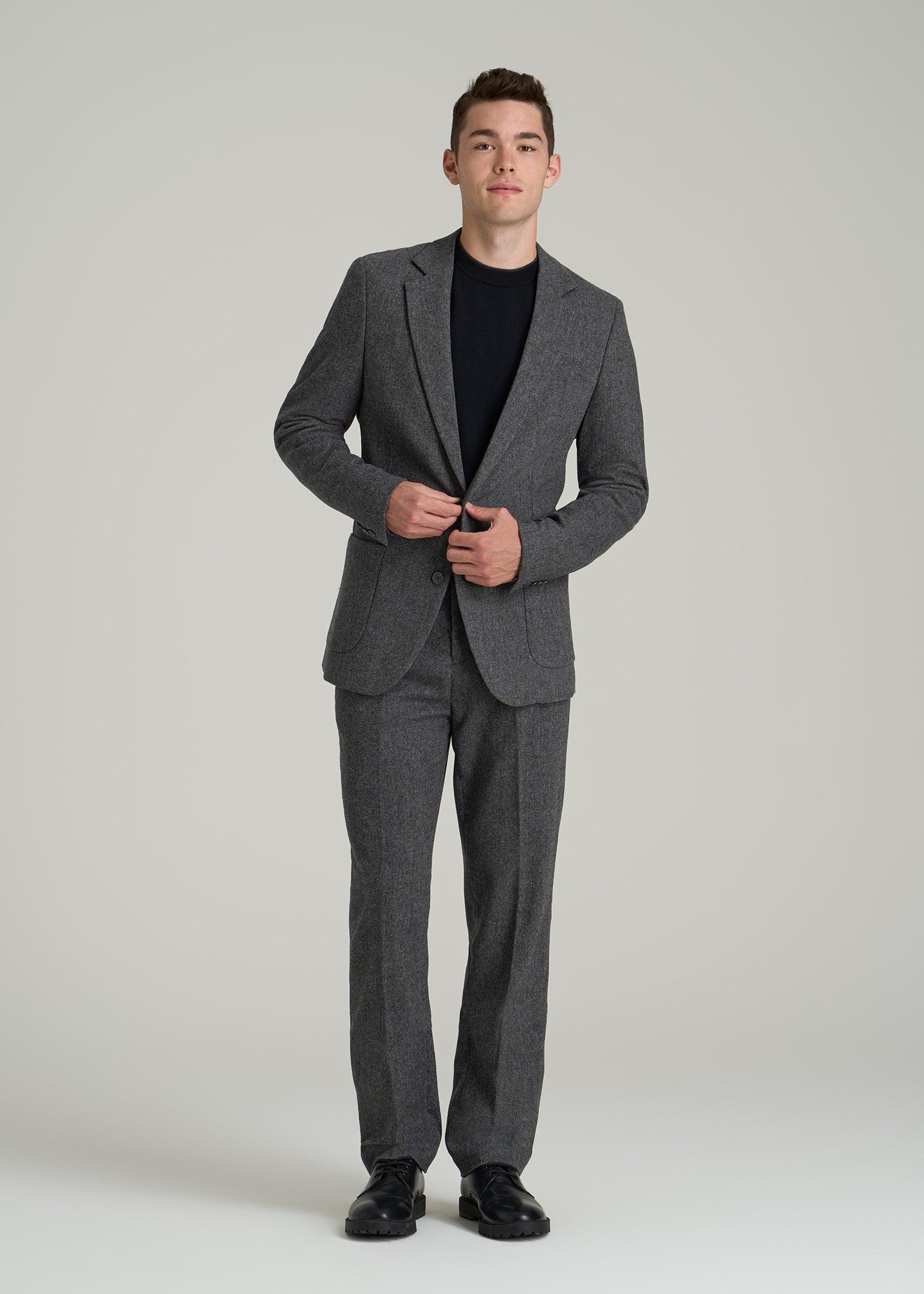 Wool Blend Blazer for Tall Men in Anthracite Tweed Product Image