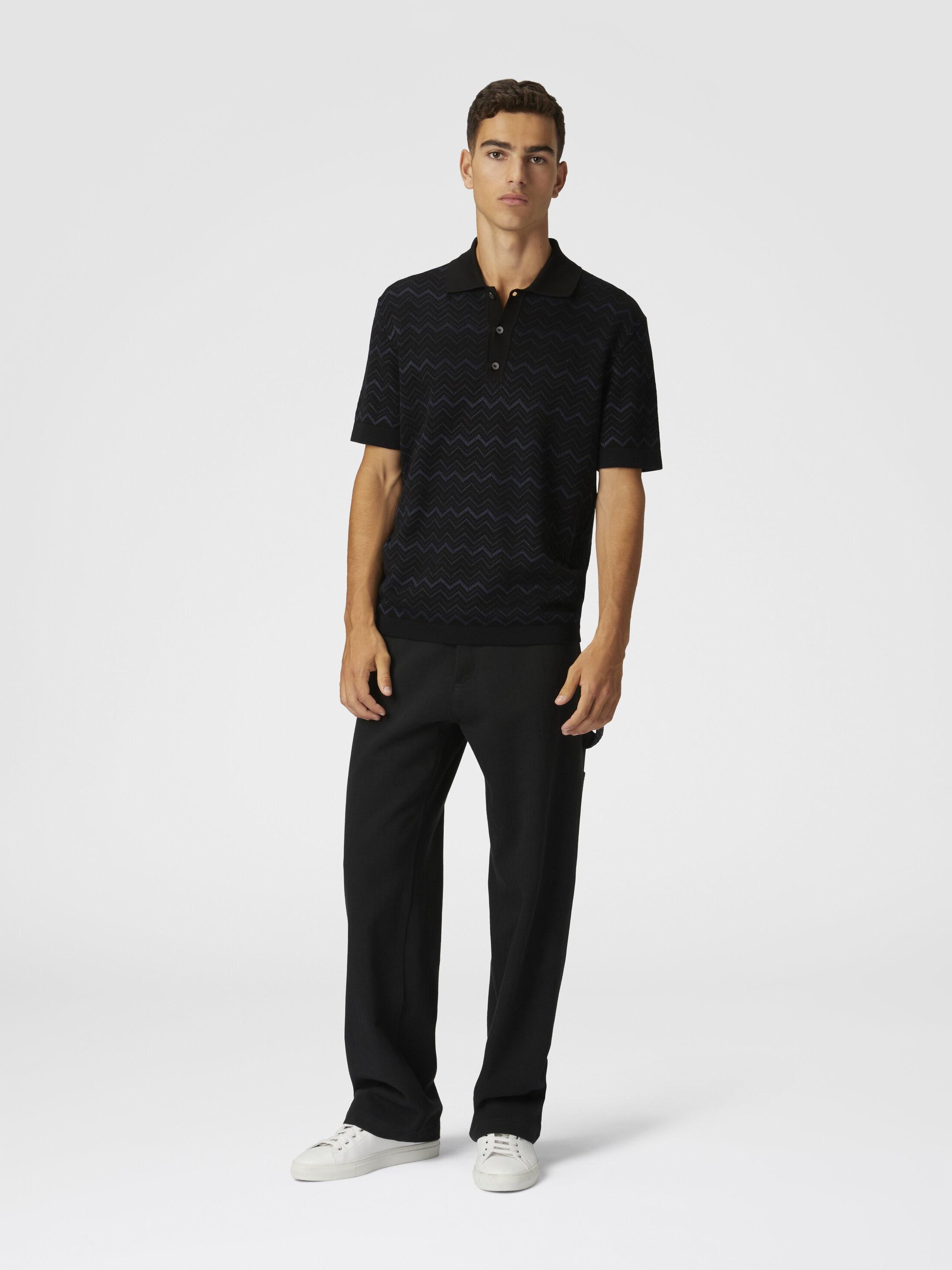 Knitted polo shirt in a cotton and viscose blend zigzag Product Image