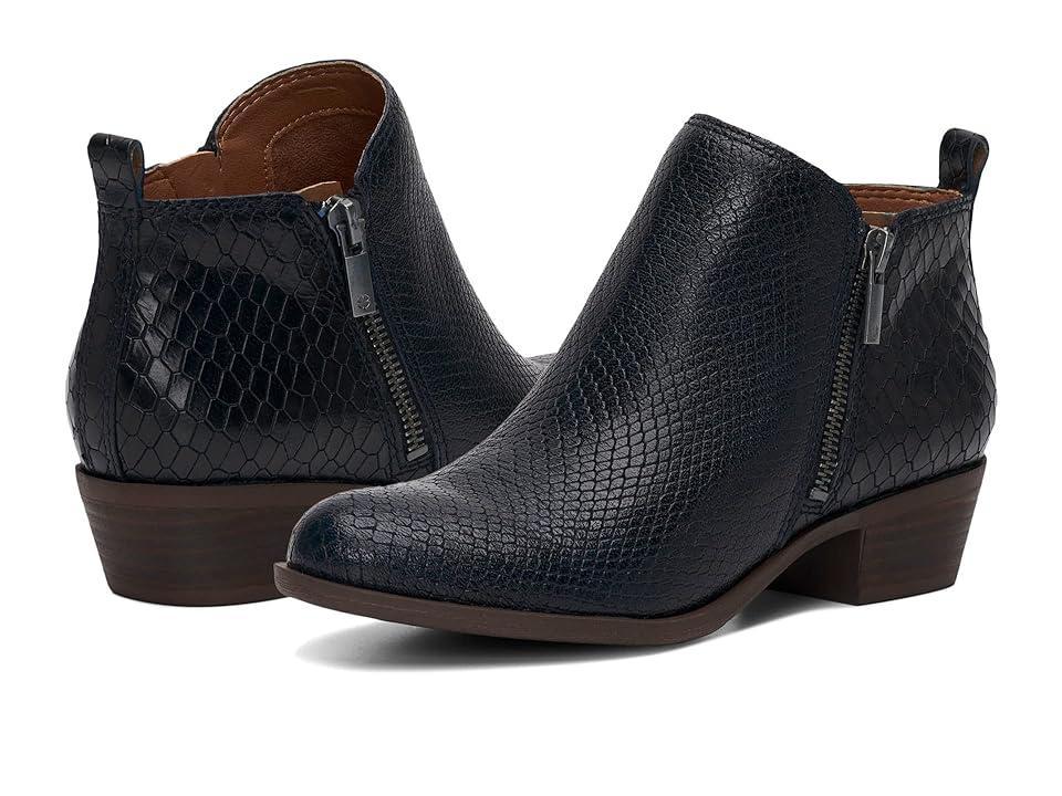 Lucky Brand Basel Snake Embossed Leather Side Zip Block Heel Booties Product Image