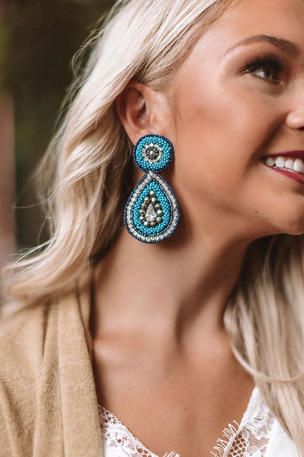 Pinot Party Beaded Earrings in Turquoise Product Image