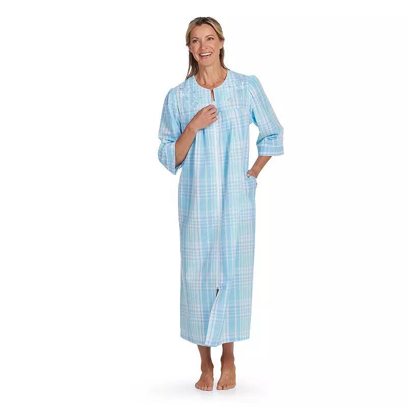 Petite Miss Elaine Essentials Seersucker Petite Size Long Zip Robe, Womens Product Image