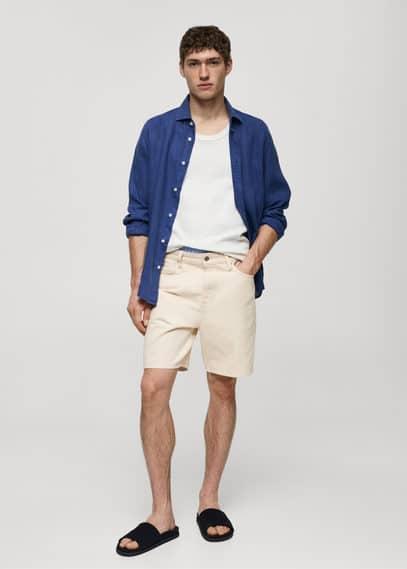 MANGO MAN - Regular fit denim Bermuda shorts ecruMen Product Image